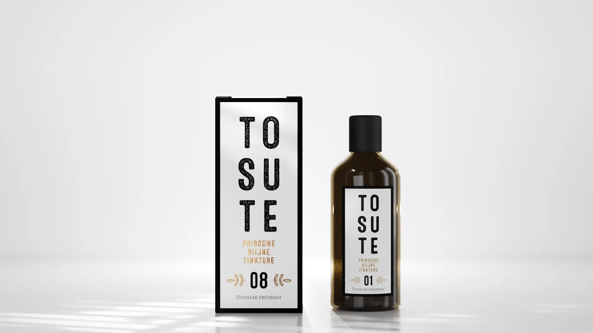 TO SU TE natural herbal tincture bottle number 01 with packaging box number 08